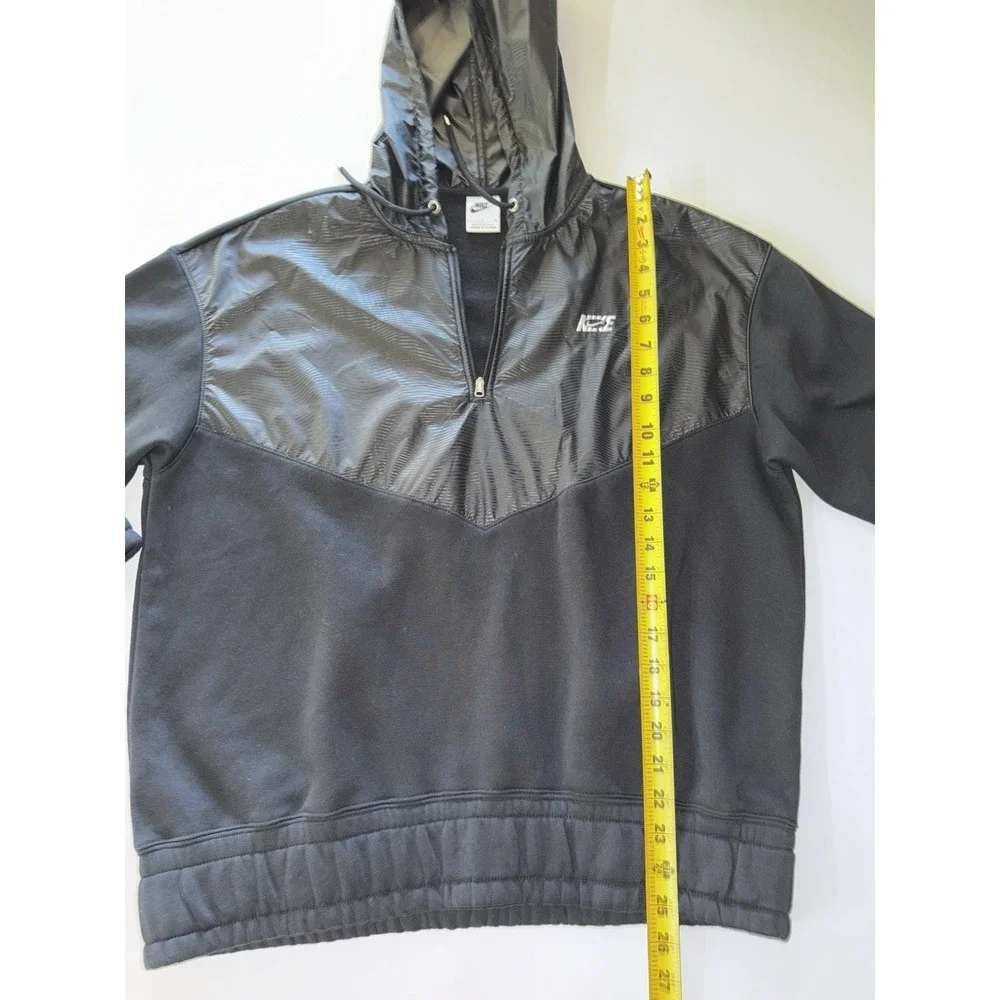 Nike Sportswear Fleece Windbreaker Hoodie Black Pullover Half Zip S‎ Women's